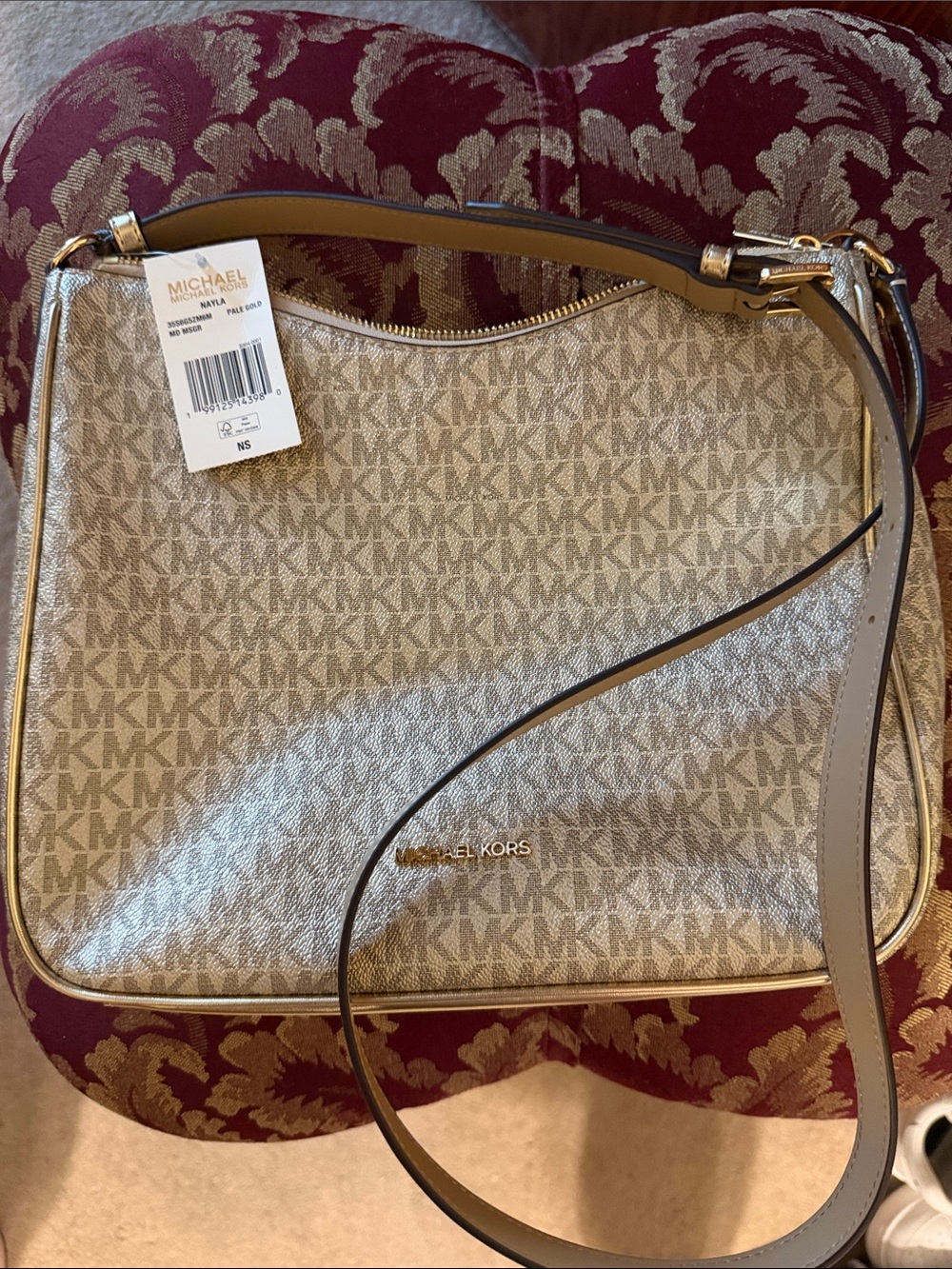 MICHAEL Michael Kors Metallic Gold MK Logo Shoulder Bag